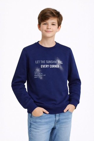 Baglan Erkek Çocuk Önü Arkası Baskılı Sweatshirt Bgl-st05231 Lacivert
