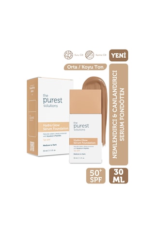 The Purest Solutions Nemlendirici & Canlandırıcı Serum Fondöten SPF 50+, 30 ml – Orta / Koyu Ton