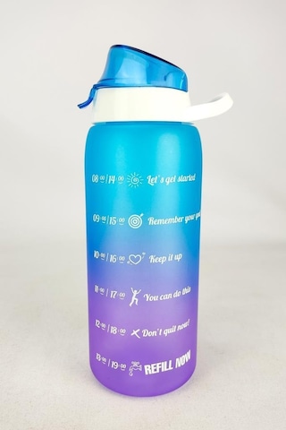 Digithome 1 L Çift Renk Ölçü Baskılı Motivasyon Sağlıklı Plastik Su Şişesi Mavi 161546-160 C1-1-139