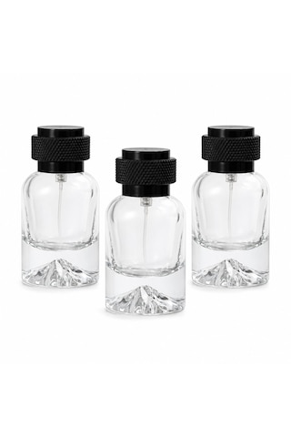 20 Adet Boş Cam Parfüm Şişe, 50 Ml, Kare Mount Dağ Model, Şeffaf, Geçmeli-fmd-50
