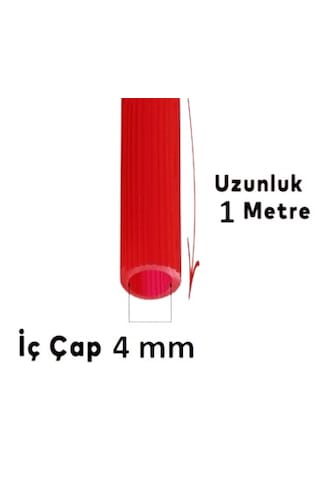 4 Mm Silikon Vakum Turbo Hortumu Cam Suyu Sıcak Soğuk Su Hava Hortumu 1mt. Kırmızı