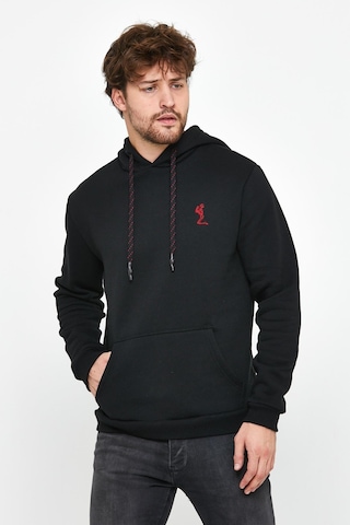 Polostate Erkek İskelet Nakışlı 3 İplik Sweatshirt Siyah