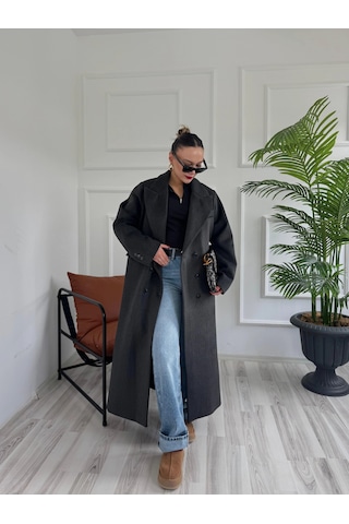 Keymoda Kadın Premium Kalite Kaşe Kaban Siyah Siyah