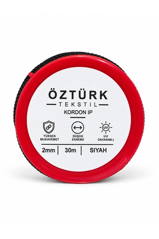 2 Mm Polyester Kordon İp 30 Metre Çok Amaçlı Düşük Esnemeli Siyah