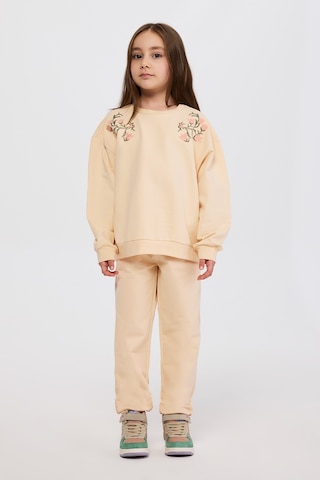 Panço Kız Çocuk Nakış Detaylı Bej Sweatshirt Krem