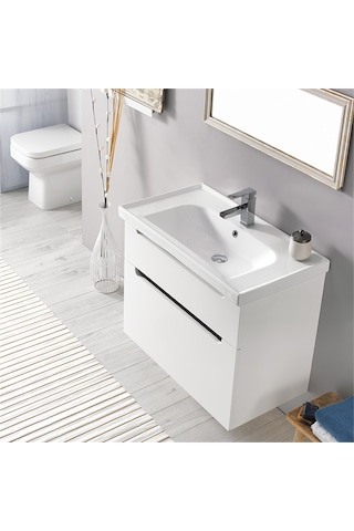 Turkuaz Seramik Frame 80 x 45 cm Etajerli Lavabo