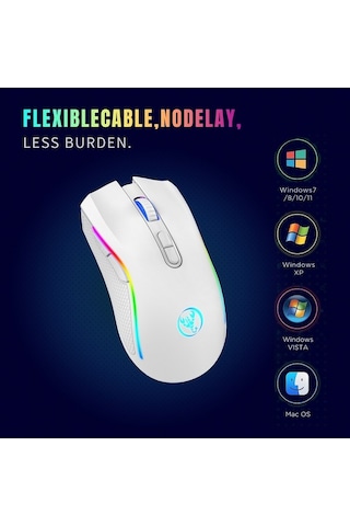Joyjadehub Mufunye Hxsj T69 Kablosuz Rgb Mekanik Oyun Faresi - -