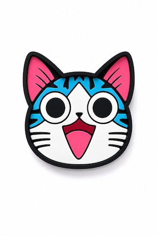 Kemboss Neşeli Mavi Kedi Bardak Altlığı 2'li Set - Pvc Kaydırmaz Bardak Altlığı Açık Mavi