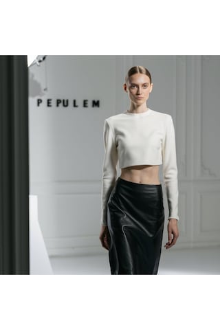 Pepulem Midi Boy Deri Etek Siyah