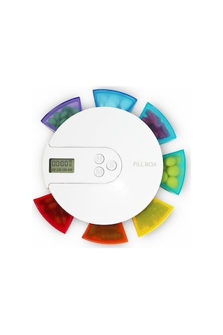 Bosphorusboutique02 1 Haftalık Taşınabilir Zamanlama Hap Kutusu, Yaşlılar İçin Elektronik İlaç Takviyesi, Lake Green Yeşil Göl