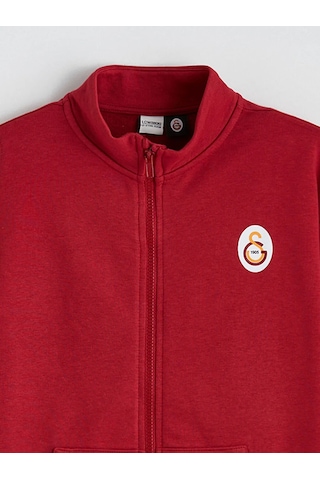 Lc Waikiki Kırmızı Dik Yaka Galatasaray Baskılı Erkek Çocuk Fermuarlı Sweatshirt KIrmızı