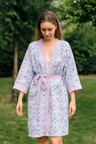 Baskılı Müslin Kimono Bornoz Unisex %100 Pamuk Yumuşacık 2 Katlı Doğal Kumaş - Ztmbb10 Çok Renkli