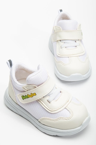 Şirin Bebe Şirinbebe Ortopedik Kız Bebek İlk Adım Spor Ayakkabı Beyaz Cırtlı Anorak Malzeme-3709 Beyaz