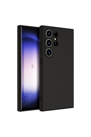Samsung Galaxy Uyumlu S25 Ultra Kılıf Esnek Silikon Telefon Kılıfı Ve Temperli Cam Ekran Koruyucu Siyah