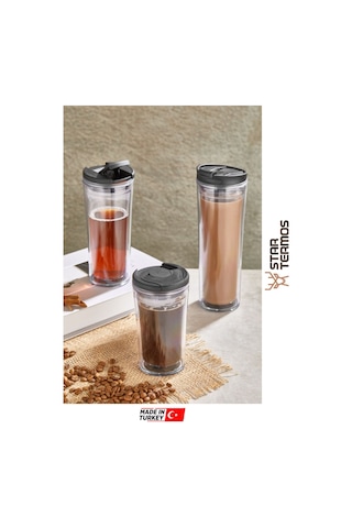 Star Termos Star Mug 250 Ml Şeffaf Seri Piknik Kamp Outdoor Ofis Otel Kafe Okul Kampüs Şeffaf