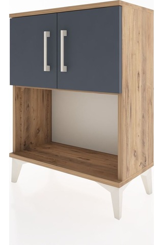Arges Komodin 2 Raflı 2 Çekmeceli 2 Kapaklı 60x30x80 Çam-antr... Çam