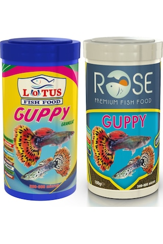 Guppy Mix Granules Rose ve Lotus 2x250 Ml Kutu Balık Yemi