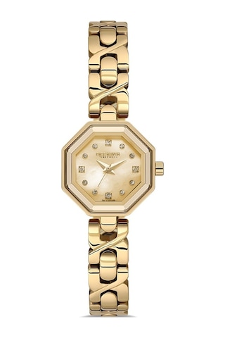 Dice Kayek Dk.1.ag1420.06 Taşlı Tasarım Çelik Kordon Çelik Kasa 5 Atm Suya Dayanıklı Altın Renk Kadın Kol Saati Altın