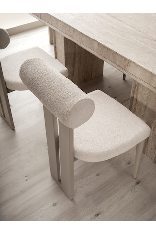 Traverten Mdf Masa +6 Sandalye Kum