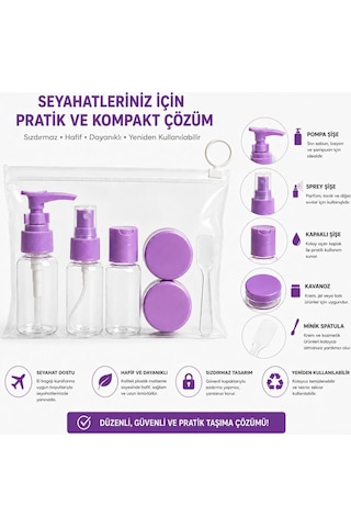 Lexroo 5 Parça Seyahat Şişe Seti, 30 Ml Doldurulabilir Şampuan Krem Parfüm Şişeleri