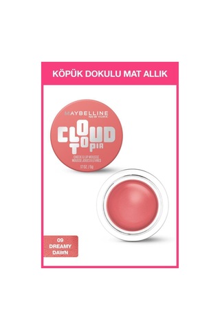 Maybelline New York Cloudtopia Köpük Dokulu Mat Allık 09 Dreamy Dawn + Mini Sky High Maskara