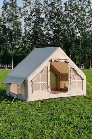 Realx 8 Kişilik 4 Mevsim Su Geçirmez Şişme Kamp Çadırı 300 x 210 x 190 CM Bej