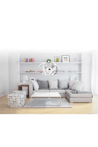 Uzay Ledli 1 Toplu 3 Renk Salon Oturma Yatak Mutfak Odası Avizesi Krom