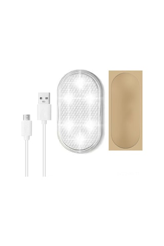 Monyee Araç Için Dokunmatik Led Işık, Gizli Depolama Kutusu Lambası, Usb Şarjlı Kablosuz Tavan Acil Işığı, Tekli Paket, Beyaz Işık Yerleşik Li-pil