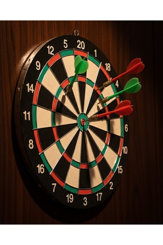 Hmngoakkllby Kaliteli Ahşap 15 İnç Dart Tahtası Kolay Montajlı 4 Ok Akllhmng
