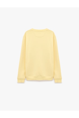 Koton Üç İplik Şardonlu Uzun Kollu Bisiklet Yaka Baskılı Sweatshirt Sarı 7wam70308mk