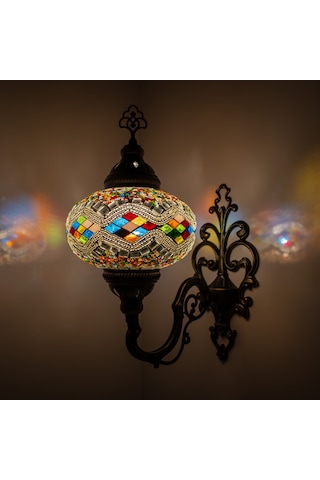 Mozaik Aplik Otantik Gece Lamba El Yapımı Mozaik Bahçe Lambası Çok Renkli