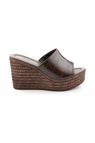 Bambi Kahve Kroko Kadın Terlik K04936559911 Kahverengi
