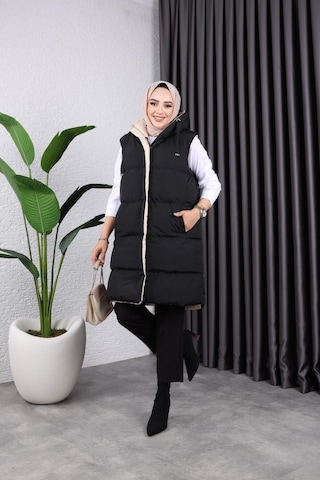 Harman Butik Kadın Çift Taraflı Giyilebilir Şişme Yelek Siyah Siyah