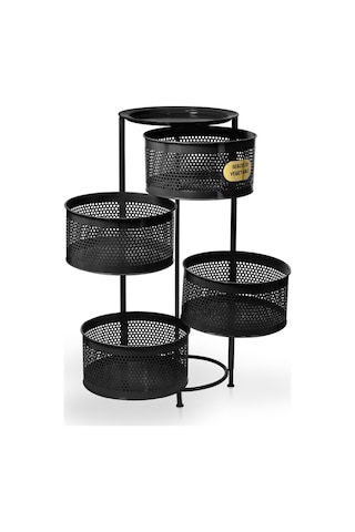 River World Tekerleksiz Rengi Siyah Açılabilen 4 Katlı Çok Amaçlı Metal Raf Mutfak, Balkon, Kiler Çok Renkli