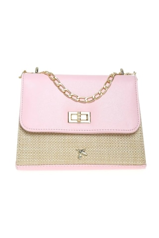 Fabrika Pembe 13x19x8 Kadın Omuz Çantası Mini-makaron Pembe Sarı