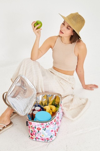 Superbag 22 Litre Piknik/kamp Çantası Sepeti. Termal Termos Çanta Sıcak-soğuk Koruma Sağlar Flower-250135 Flower Çok Renkli