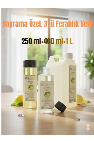 Bayrama Özel 3 Lü Kolonya Seti - Ekonomik Paket 250ml + 400ml + 1l