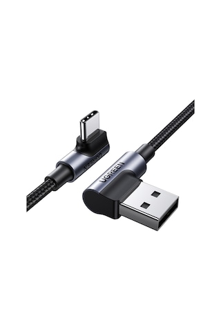 Ugreen Usb-c - Usb-a 3a Qc 90 Derece Hızlı Şarj Kablosu, 3 M, Uzay Grisi, 70875