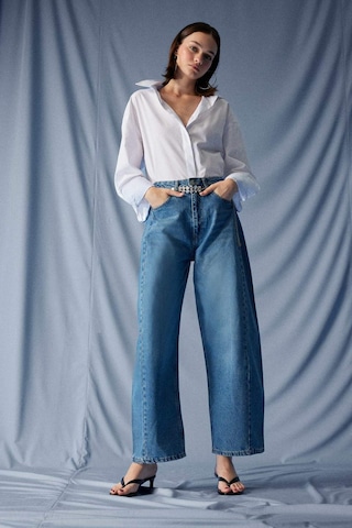 Defacto Barrel Fit Yüksek Bel Bilek Boy Jean Yıkamalı Pantolon F7652ax25aunm28 Mavi