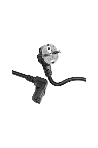 C13 Power Kablo - Yukarı Dik Açı 90 Derece Dirsek L Tip - Standart Güç Kablosu - 1.8 Mt