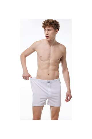 Malabadi 024 2'li Paket Erkek Geniş Kalıp %100 Pamuk Boxer Beyaz