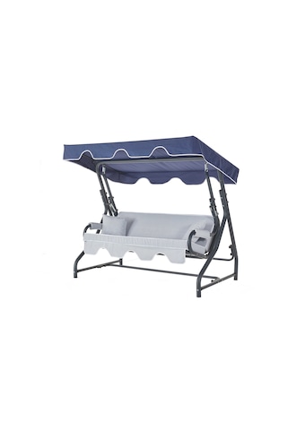 Olea 3 Kişilik Bahçe Balkon Teras Salıncağı Lacivert Çizgili Lacivert