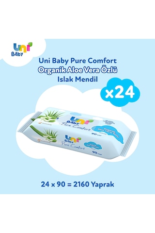 Uni Baby Pure Comfort Organik Aloe Vera Özlü Islak Mendil 24'lü