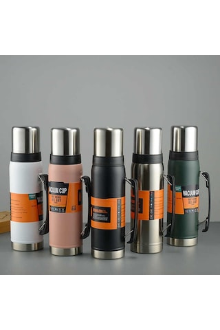 Kapris Çift Katlı Paslanmaz Çelik Kulplu Termos 1200 Ml Gümüş Kap-284 Inox