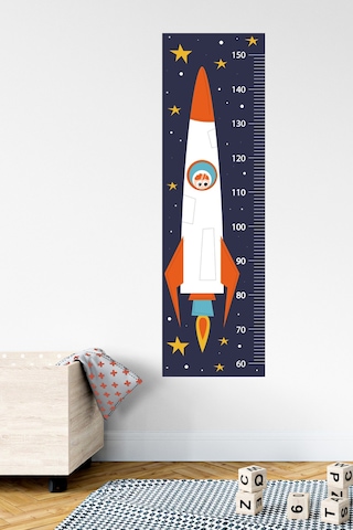 Uzay Temalı Boy Ölçer Çocuk Odası Sticker
