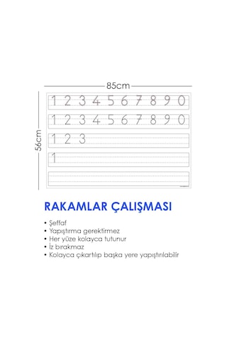 Rakam Çalışması Akıllı Kağıt Tahta Yazı Tahtası 85X56 Cm Kalem He