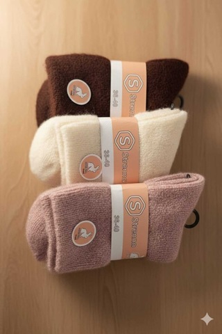 Angora Yün Çorap 3 Adet Set 1
