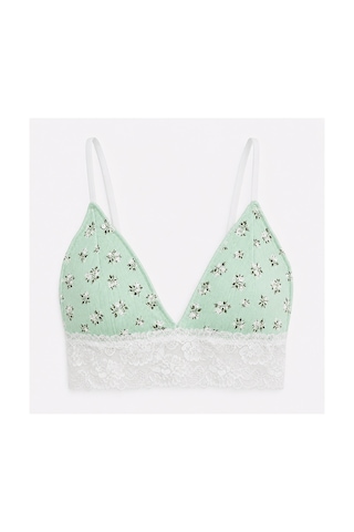 Bonbon Kadın Bohçalık Çeyizlik Hediyelik Pointel Kumaş Şort Kısa Kol Tshirt Ve Bralet 3'lü Pijama Takım Bb2414 Yeşil