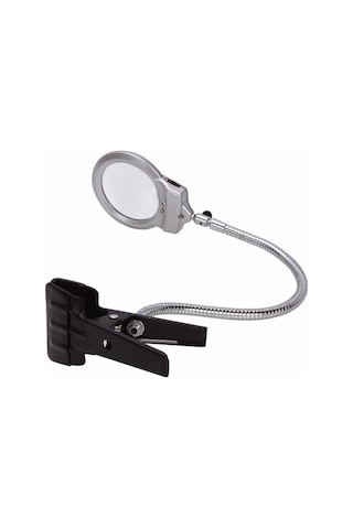 Led Işıklı Mandallı Büyüteç 130 Mm Işıklı Masa Lambası Pilli