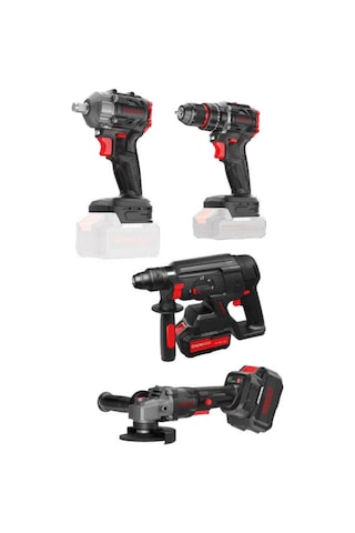 Specco Black Spark 4'lü Akülü Set 2x4.0AH BS20V 1050 Darbeli Matkap + BS20V-350N Somun Sökme + BS20V-115/125A Taşlama + BS20V-SDS26 Kırıcı Delici - XBS20V-001SET